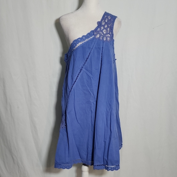 Free People Blue Lace Detail  mini Dress - Picture 1 of 7
